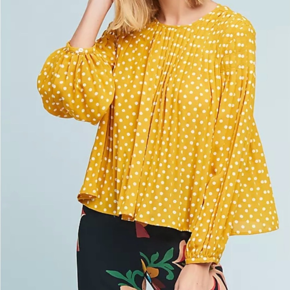 Anthropologie Polka Dot Swing Blouse
